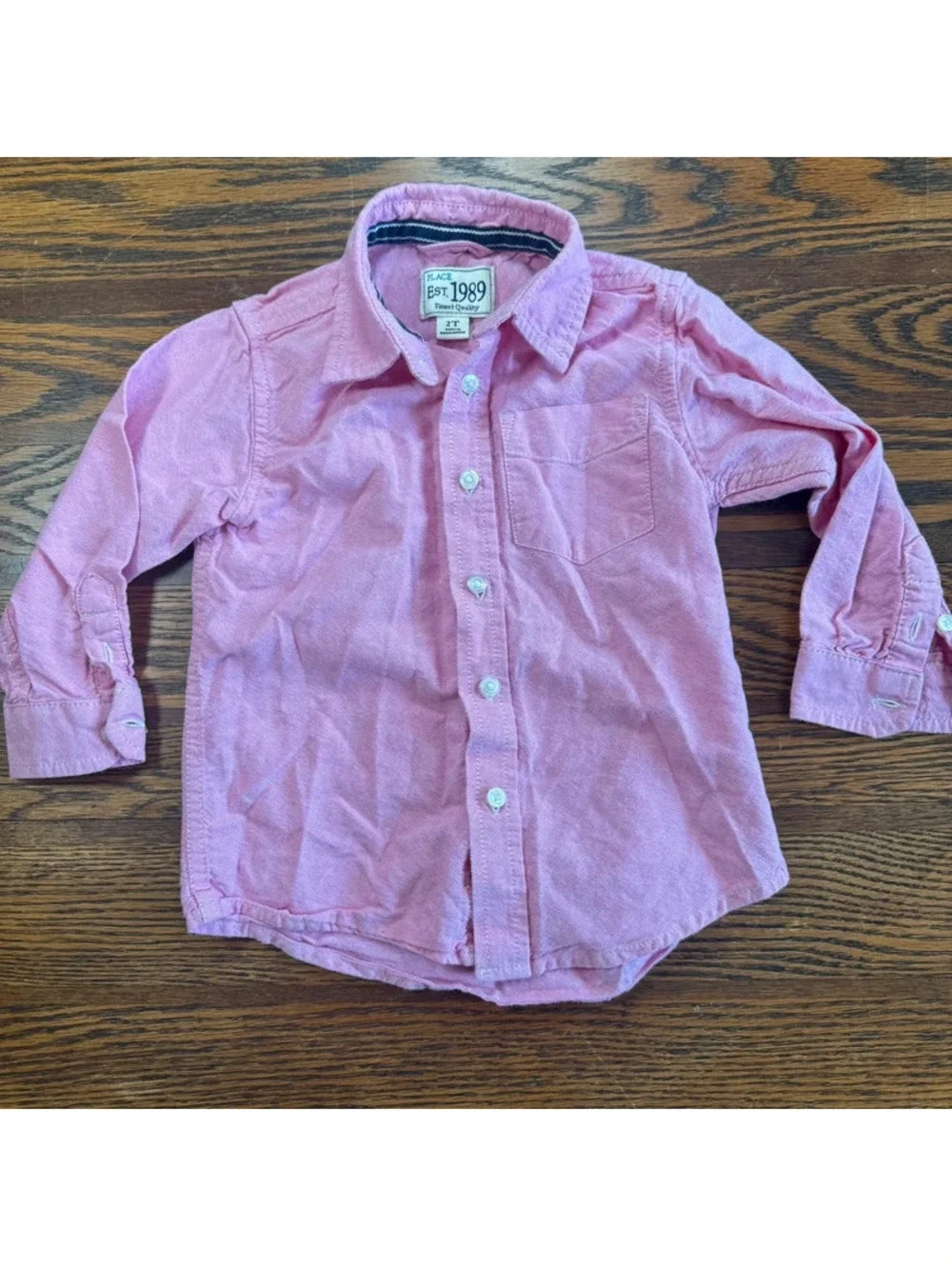Children’s Places Toddler Boys Pink Button Down Shirt 100% Cotton Size 2T